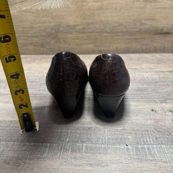 Ecco Brown Croc Embossed Leather Pump Women's Size EU 38 - Picture 3 of 6